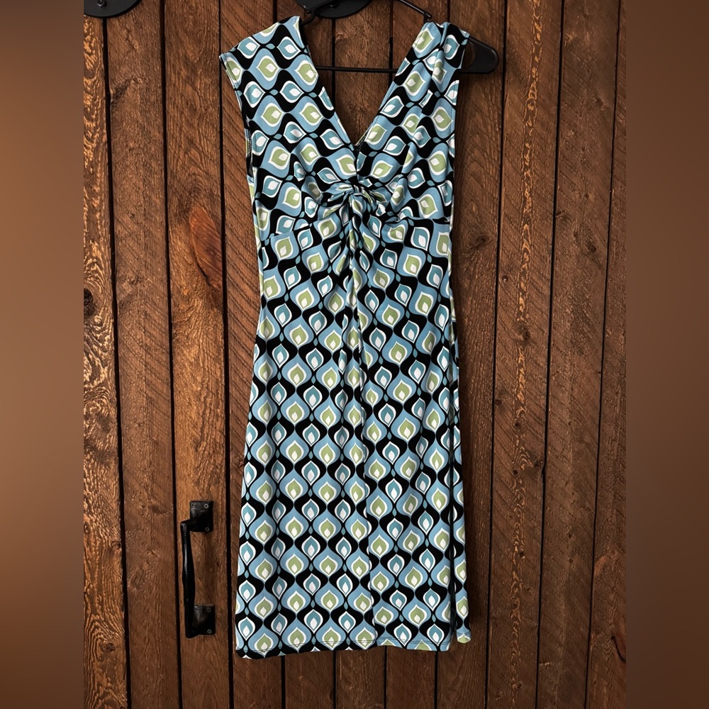 GNW Blue and Green Patterned Midi Dress